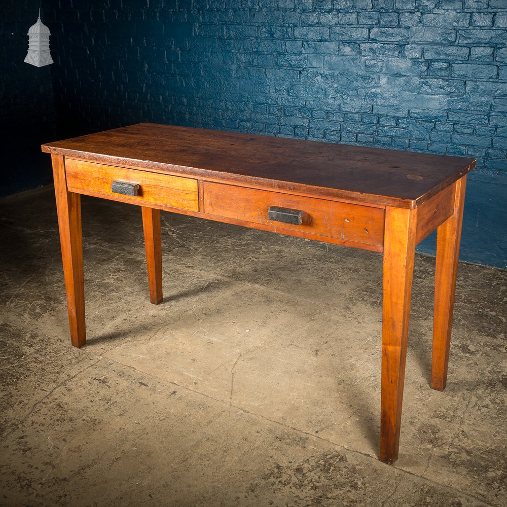 Mid Century Iroko School Science Lab Table with Drawers