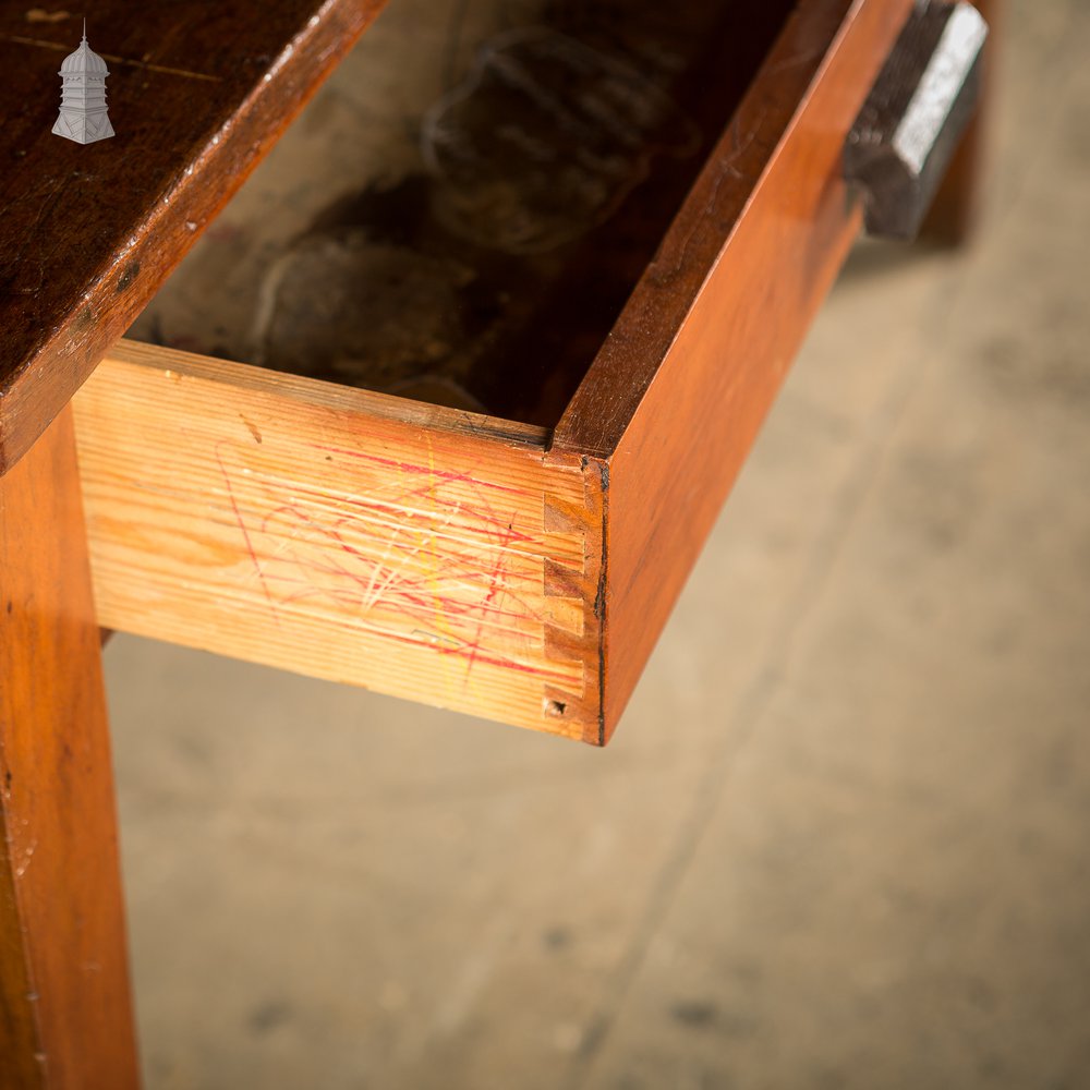 Mid Century Iroko School Science Lab Table with Drawers