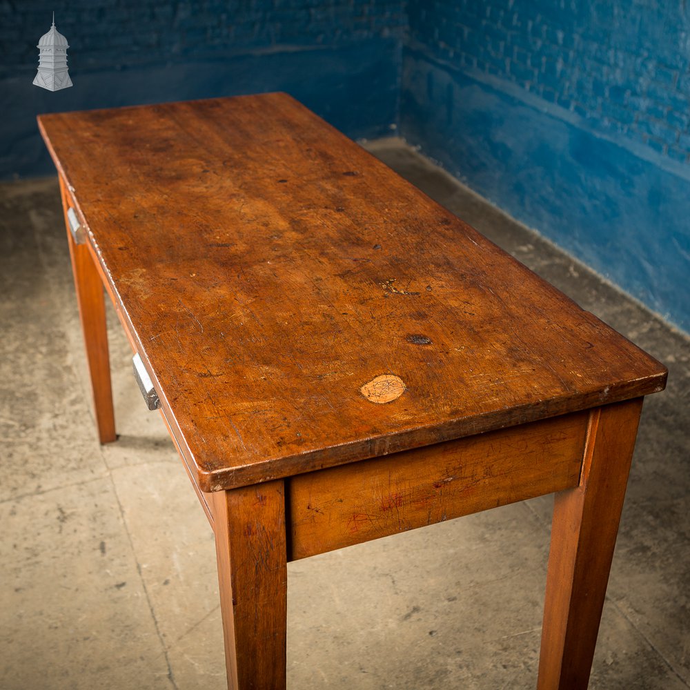 Mid Century Iroko School Science Lab Table with Drawers