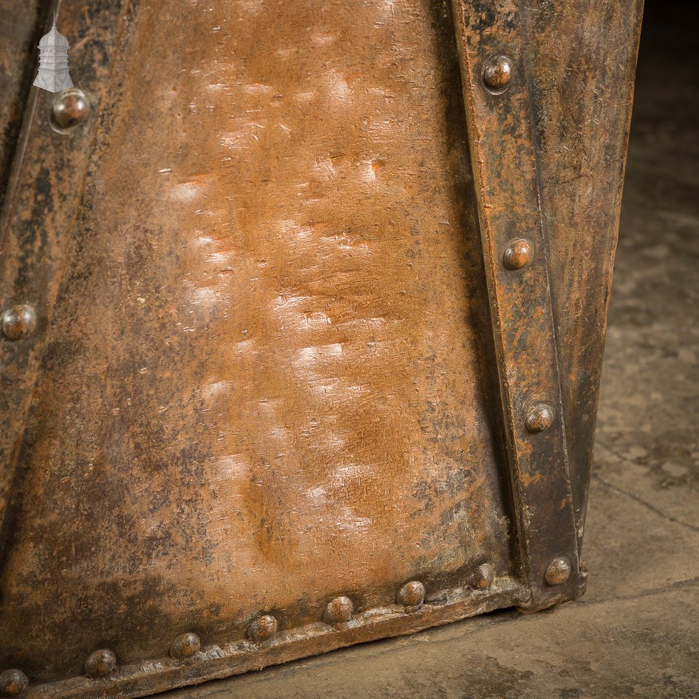 Pair of Riveted Steel Industrial Storage Bins with Waxed Finish