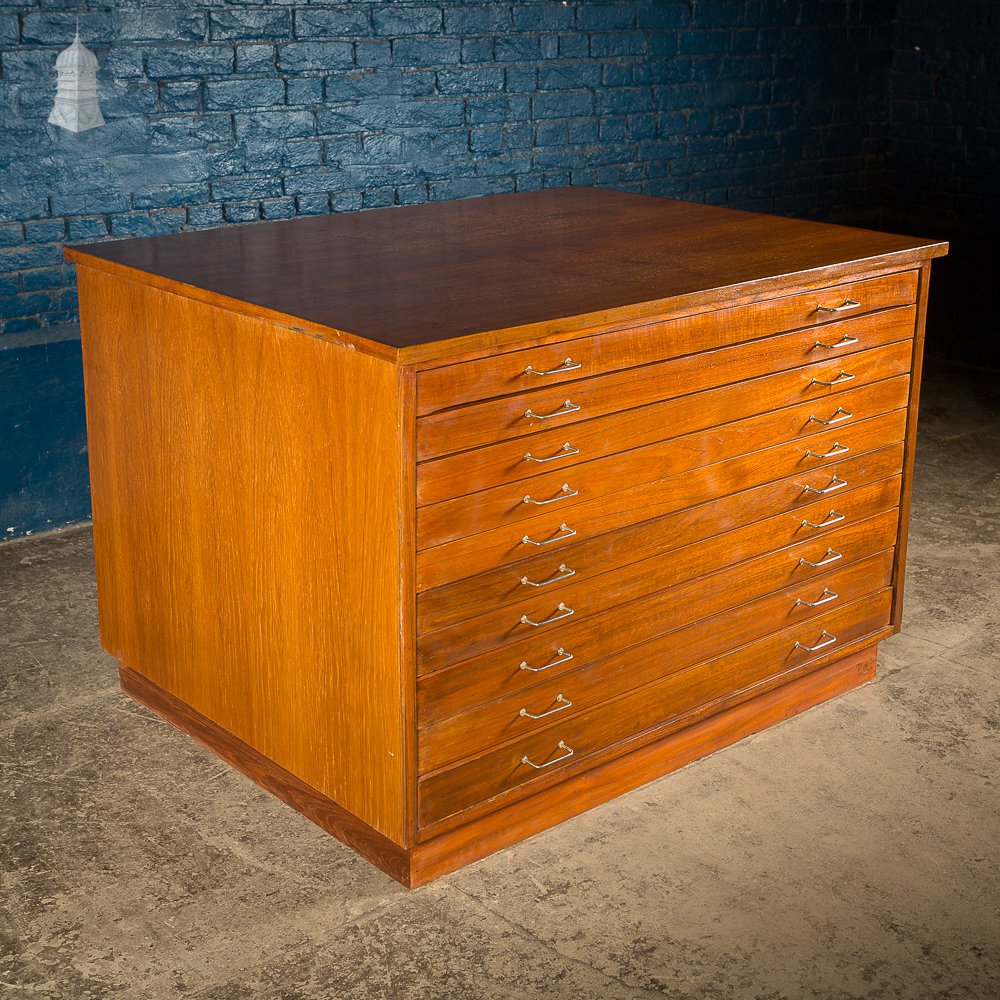 Mid Century Teak Plans Chest