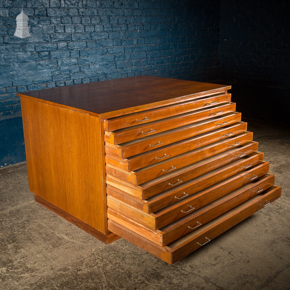 Mid Century Teak Plans Chest