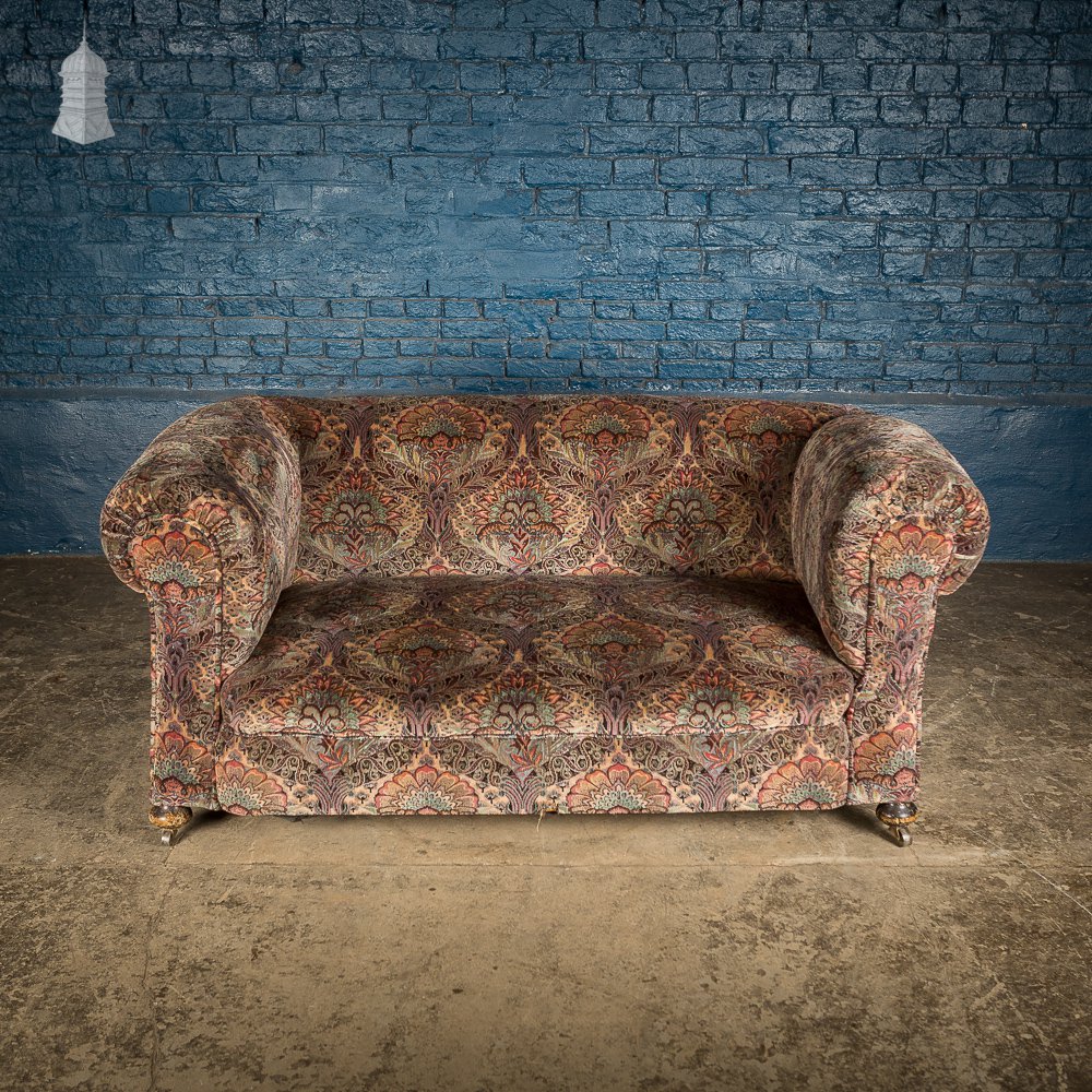 Circa 1900 Small Sofa with William Morris Style Fabric