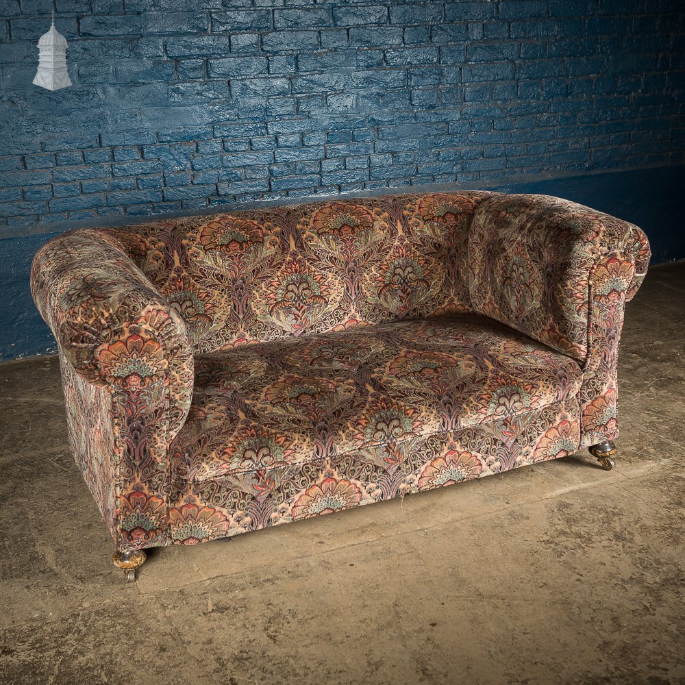 Circa 1900 Small Sofa with William Morris Style Fabric