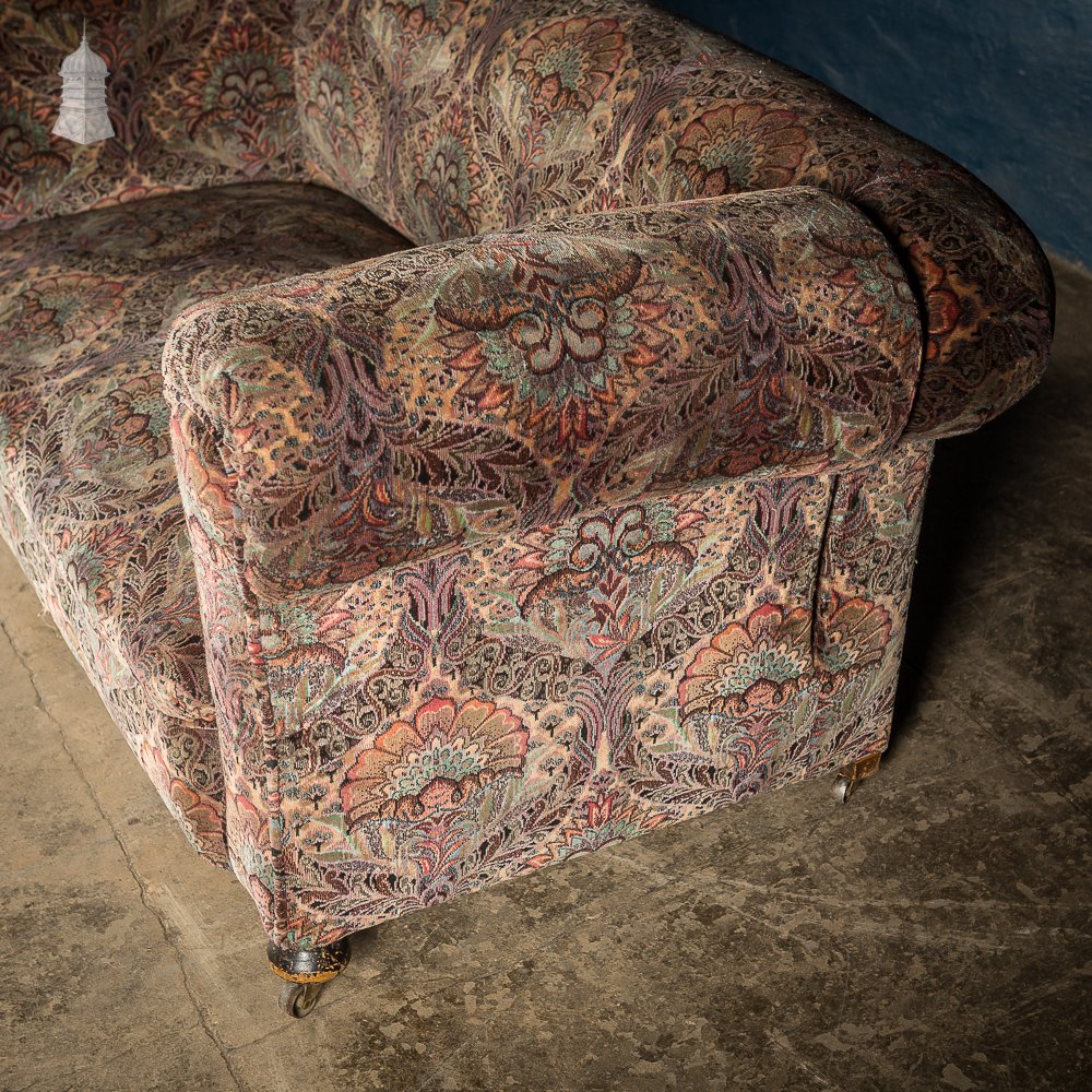 Circa 1900 Small Sofa with William Morris Style Fabric