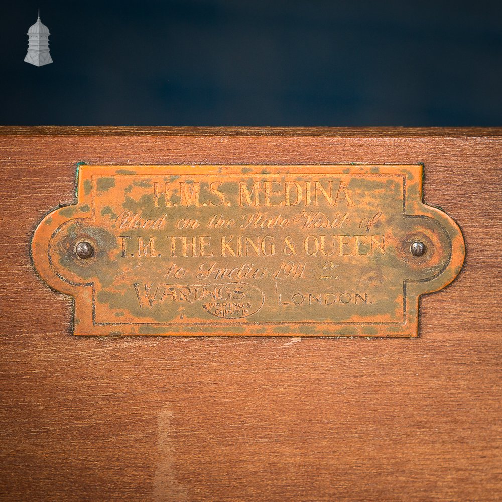 Prestigious Mahogany Queen Mary Maritime Dressing Desk from the HMS Medina by Warring & Gillows circa 1910