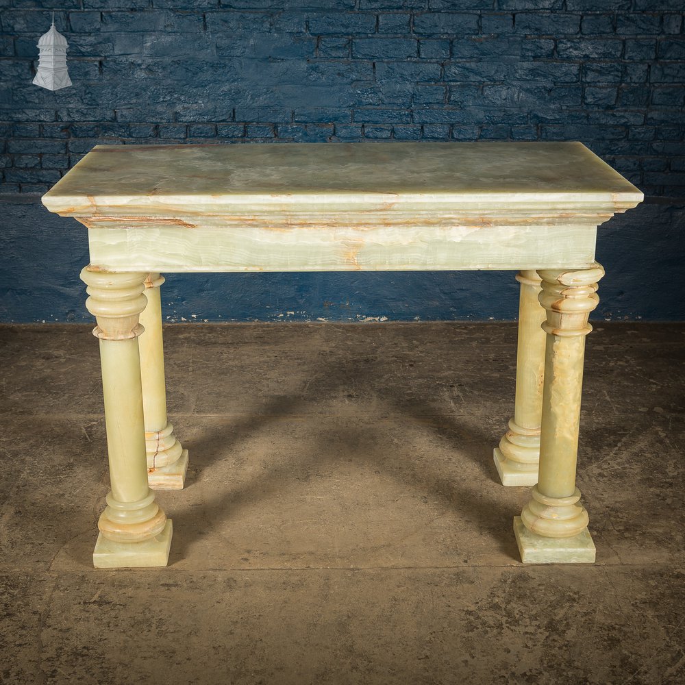 19th C Catholic Church Onyx Altar Table on Column Legs