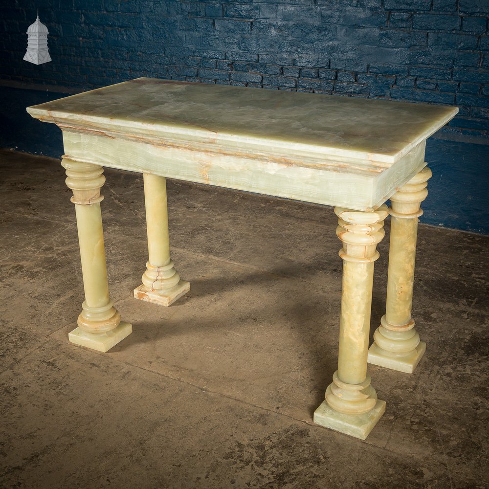 19th C Catholic Church Onyx Altar Table on Column Legs