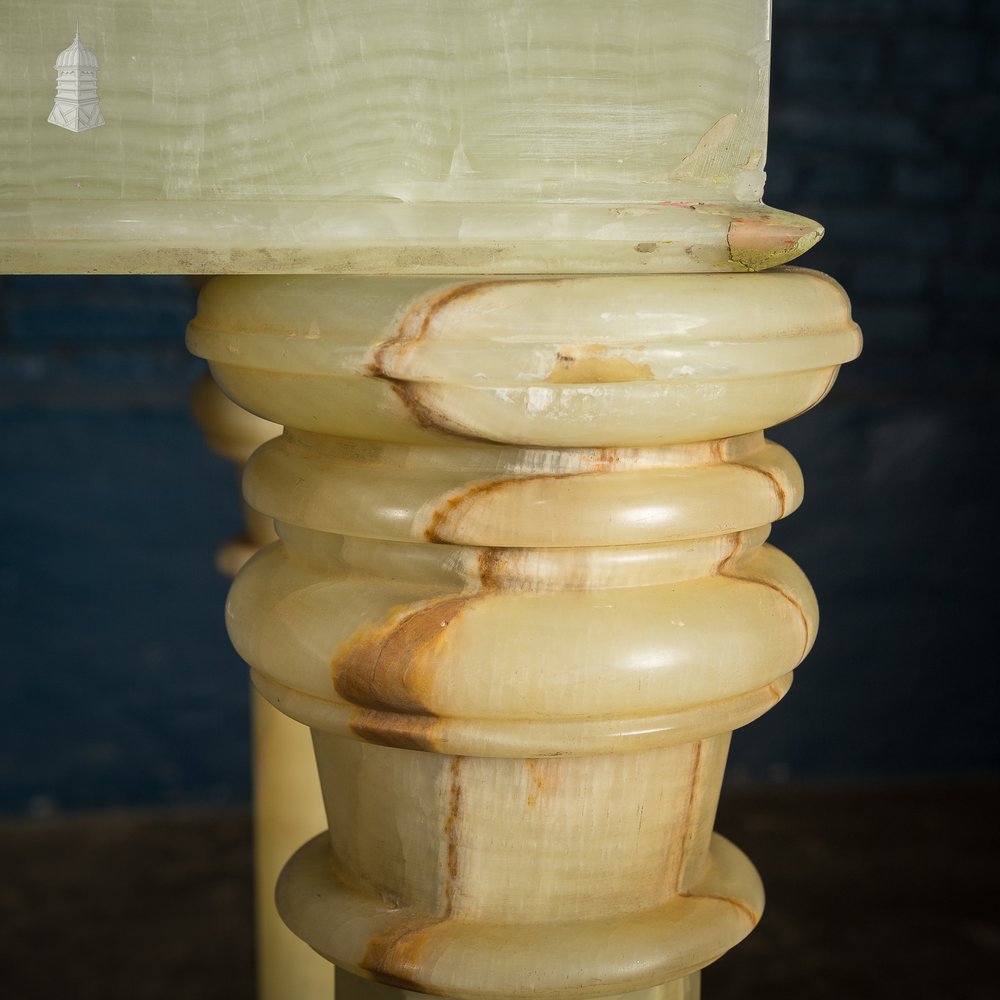 19th C Catholic Church Onyx Altar Table on Column Legs