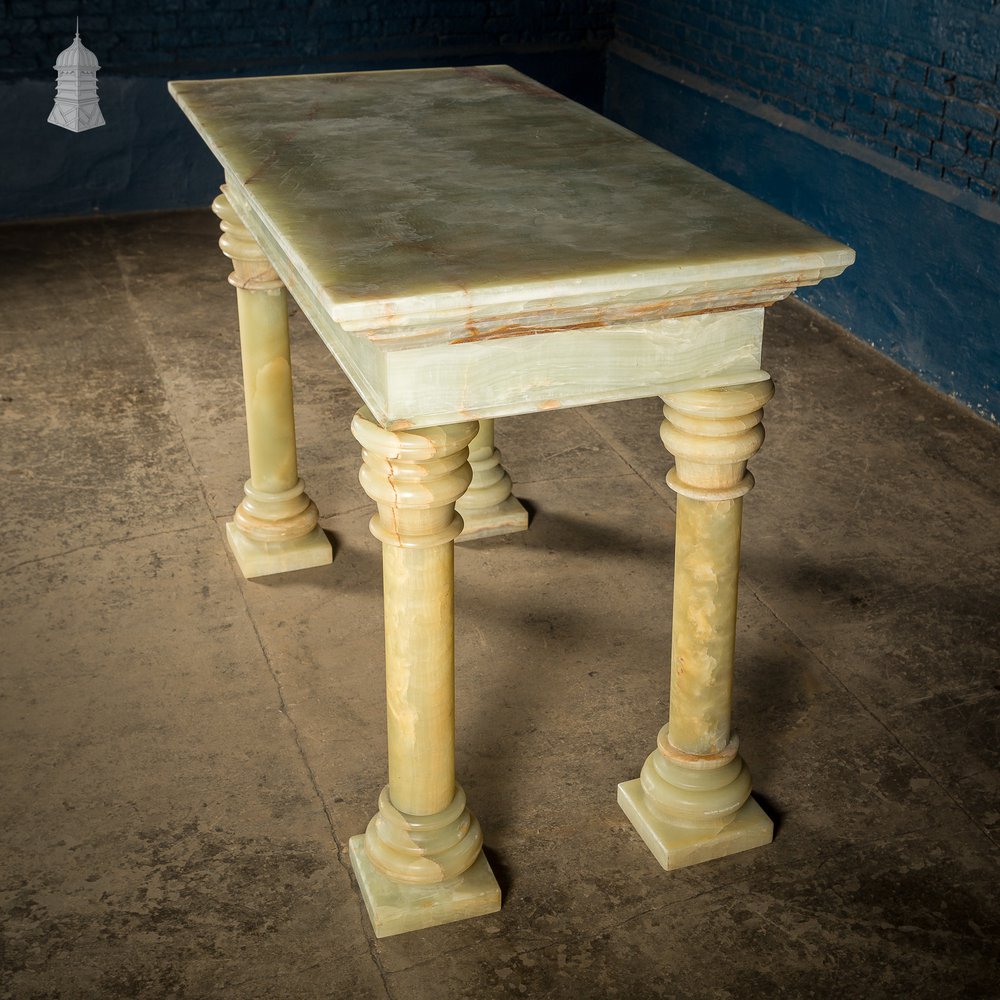 19th C Catholic Church Onyx Altar Table on Column Legs