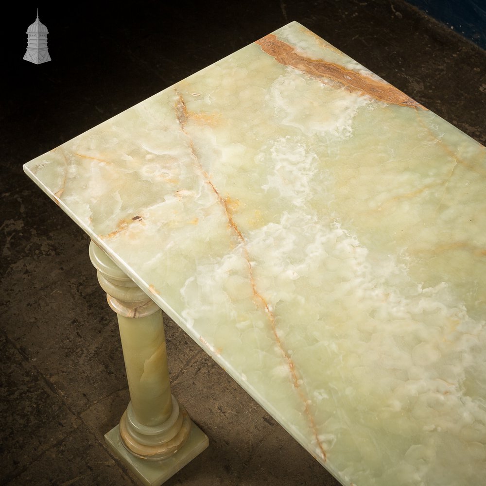 19th C Catholic Church Onyx Altar Table on Column Legs