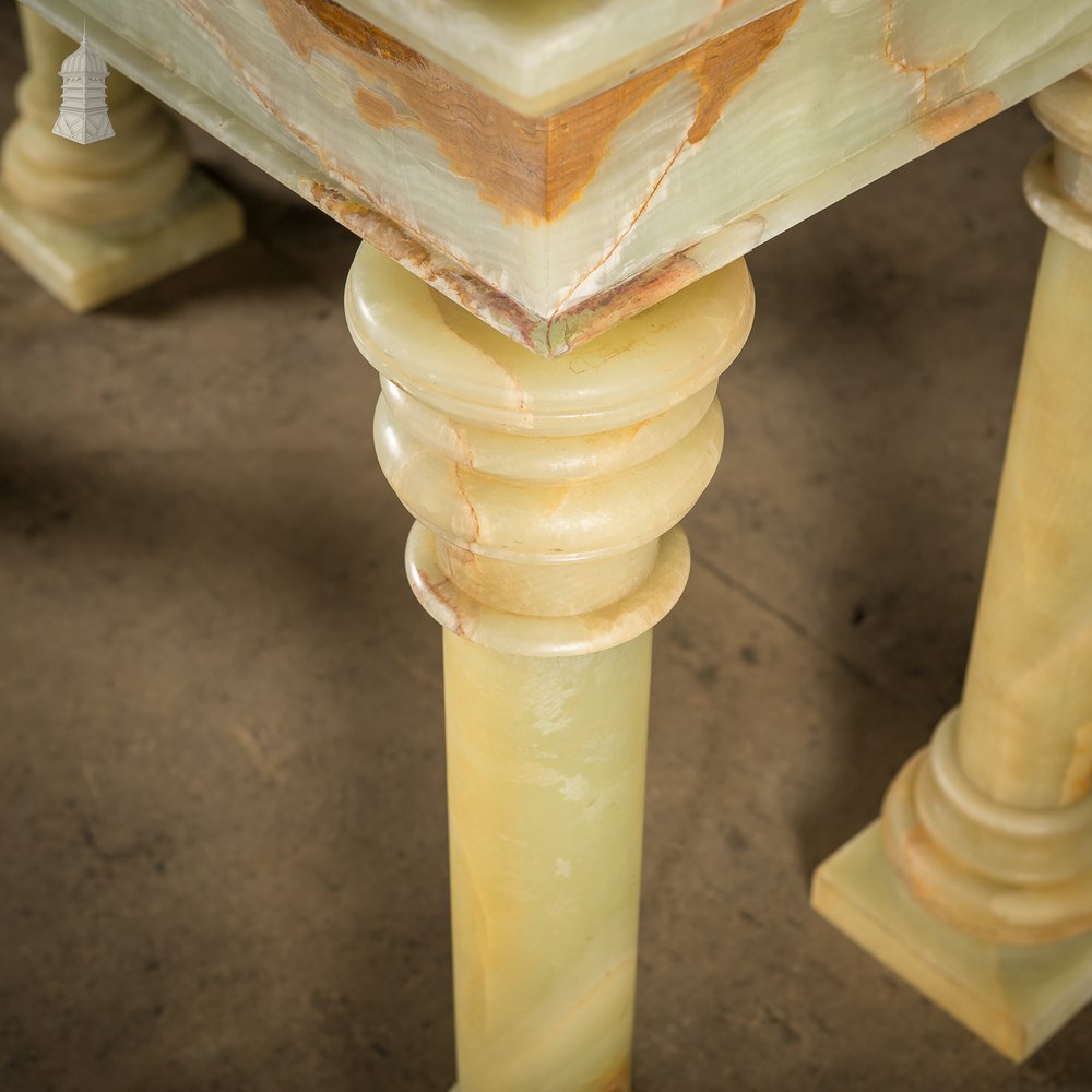 19th C Catholic Church Onyx Altar Table on Column Legs