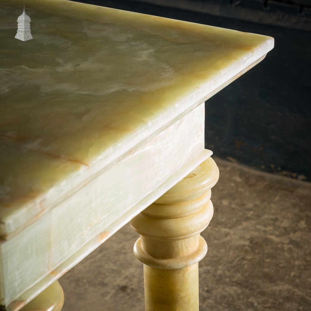 19th C Catholic Church Onyx Altar Table on Column Legs