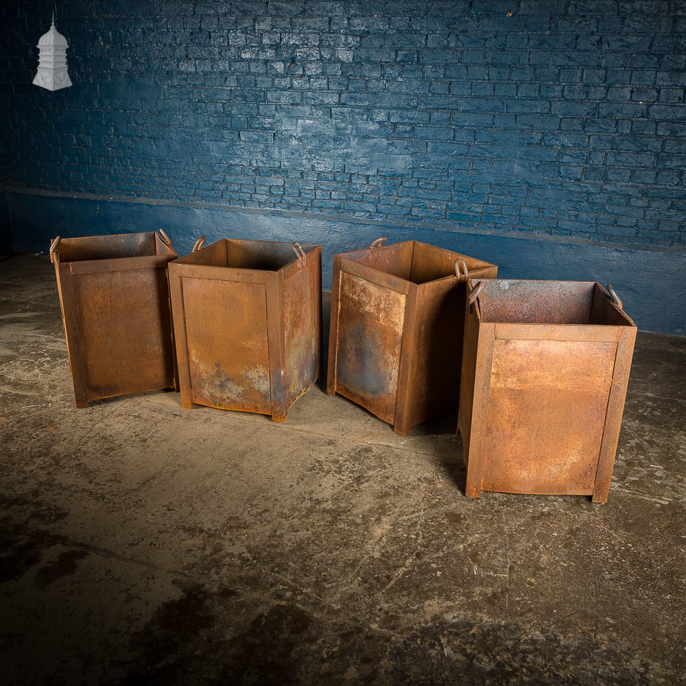 Set of 4 Industrial Metal Storage Bins