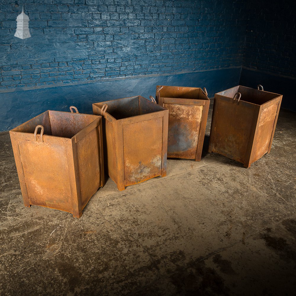 Set of 4 Industrial Metal Storage Bins