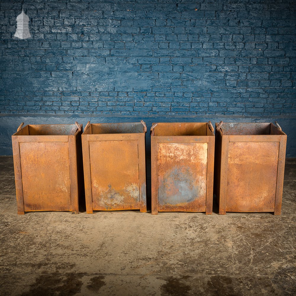 Set of 4 Industrial Metal Storage Bins