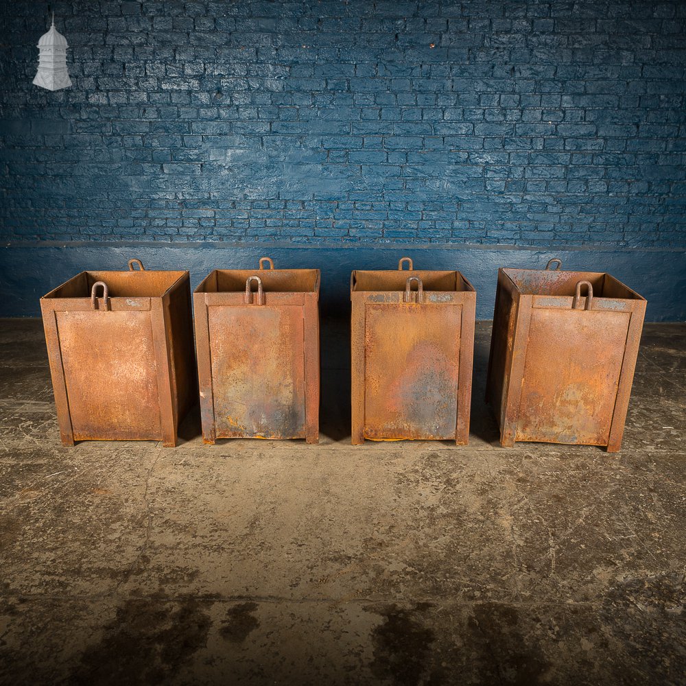 Set of 4 Industrial Metal Storage Bins