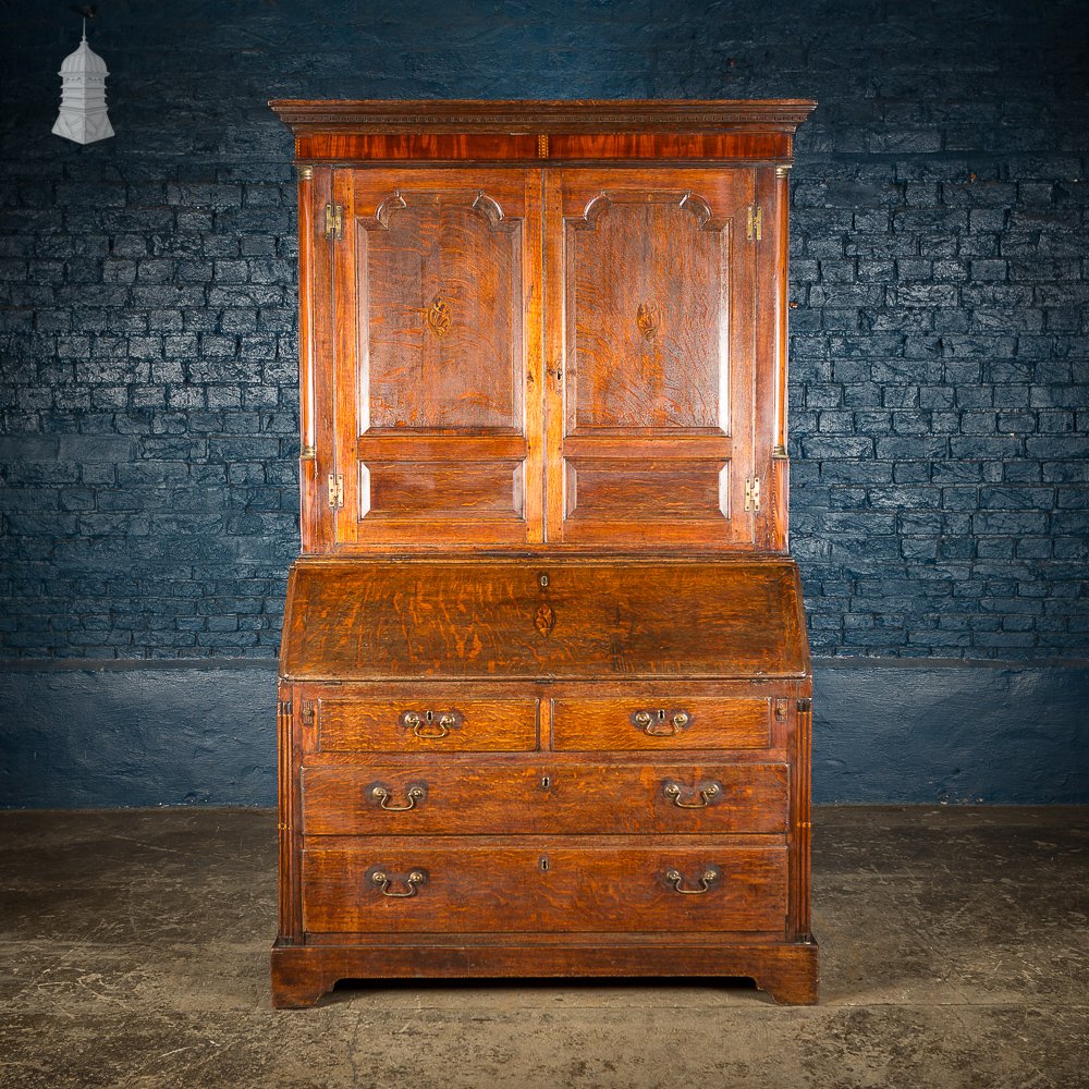 18th C Oak Sideboard Bureau with Inlaid Shell Motif