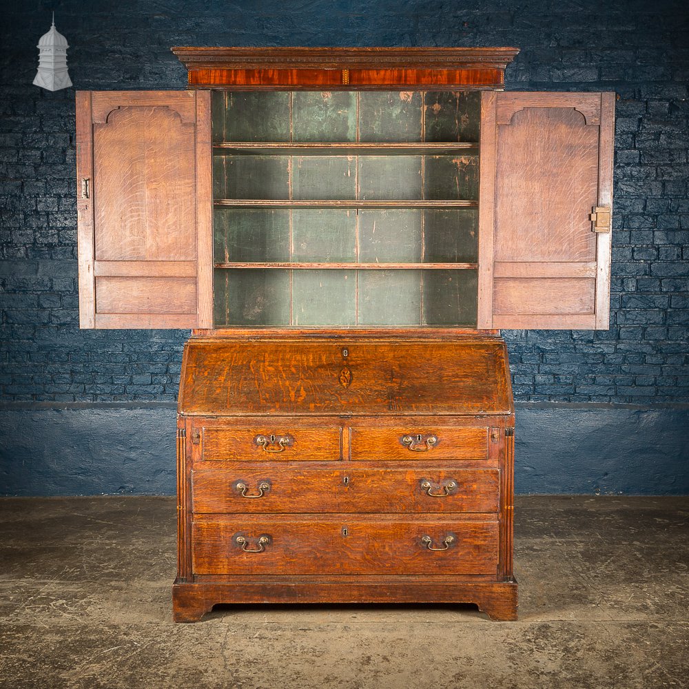 18th C Oak Sideboard Bureau with Inlaid Shell Motif