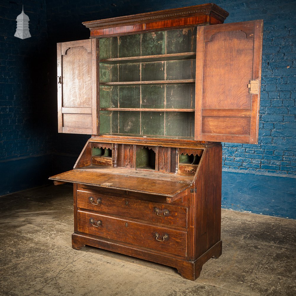 18th C Oak Sideboard Bureau with Inlaid Shell Motif