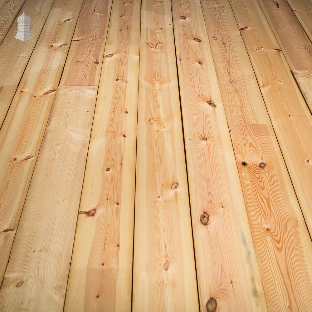 Batch of 65 Square Metres of 9 Inch Wide Pine Floorboards cut from Floor Joists Salvaged From Norwich Castle