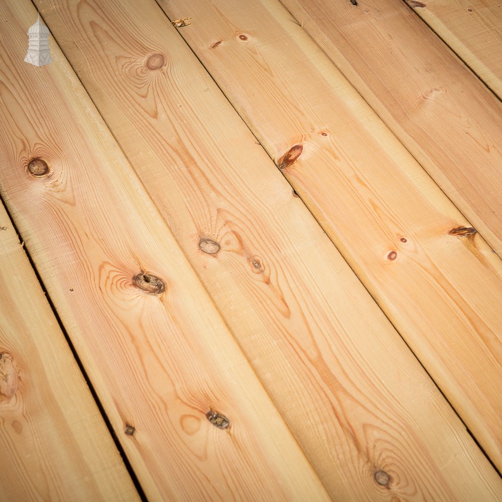 Batch of 65 Square Metres of 9 Inch Wide Pine Floorboards cut from Floor Joists Salvaged From Norwich Castle