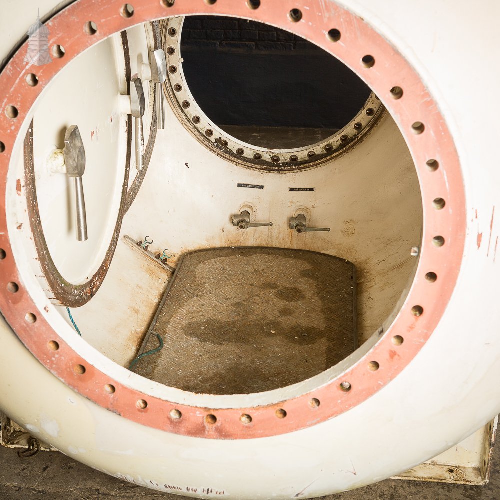 Large White Decommissioned Decompression Chamber Pod