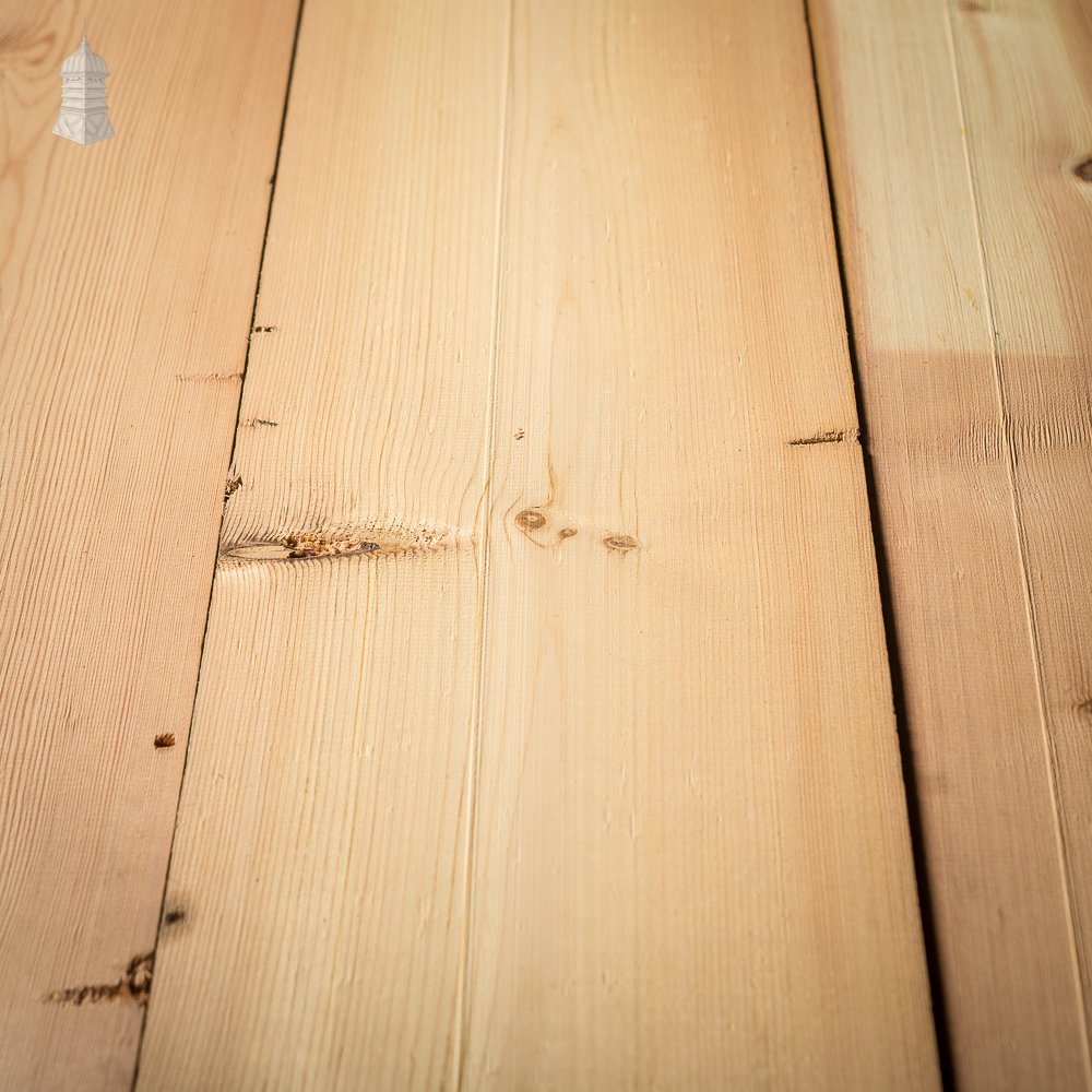 Batch of 76 square metres of pine floorboards cut from floor joists salvaged from Norwich castle.