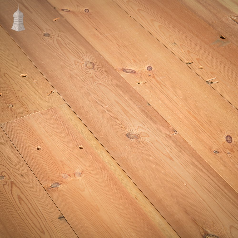 Batch of 26 Square Metres of 8" Inch Wide Pine Floorboards cut from Floor Joists Salvaged from Norwich Castle