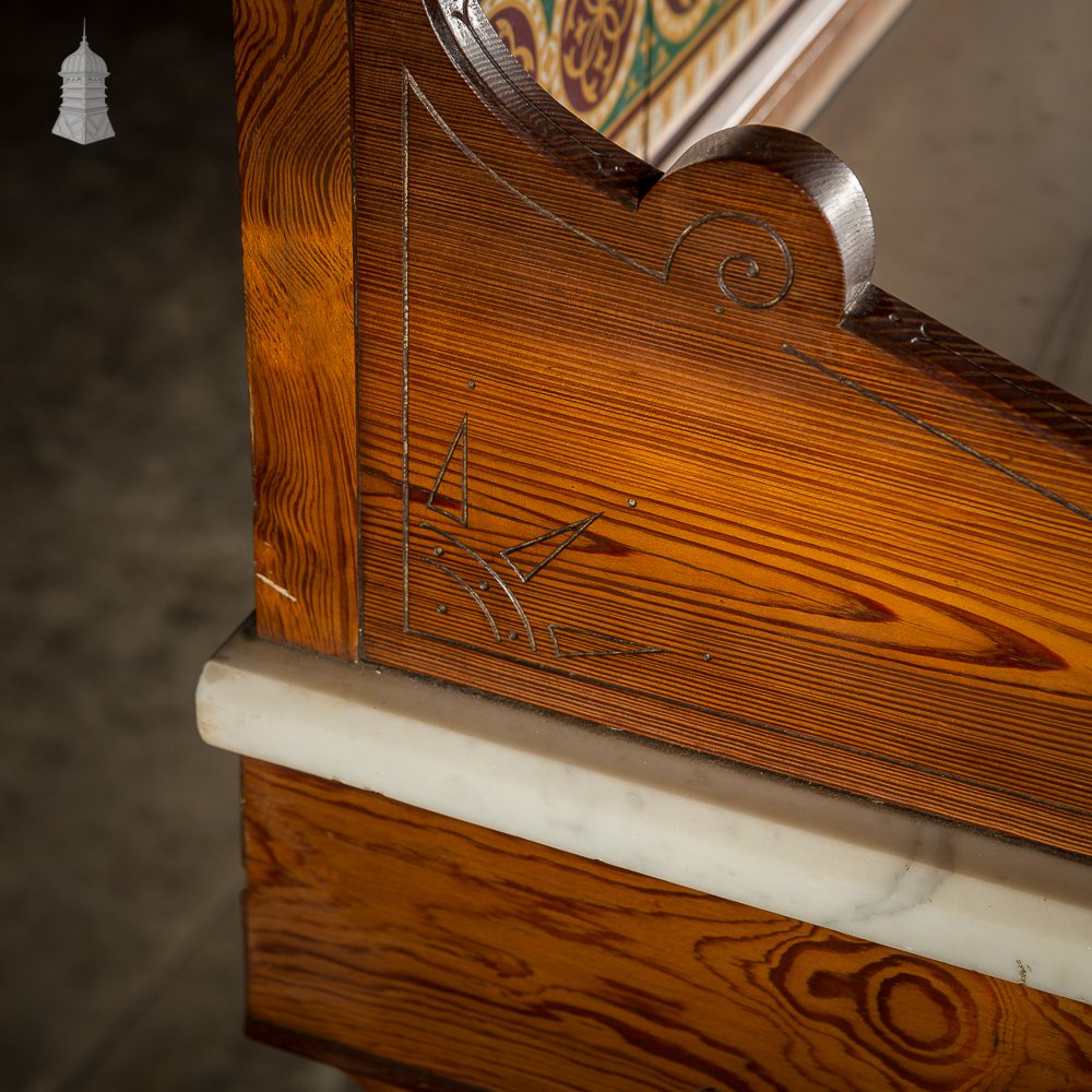 Aesthetic Movement Pitch Pine Marble Topped Wash Stand