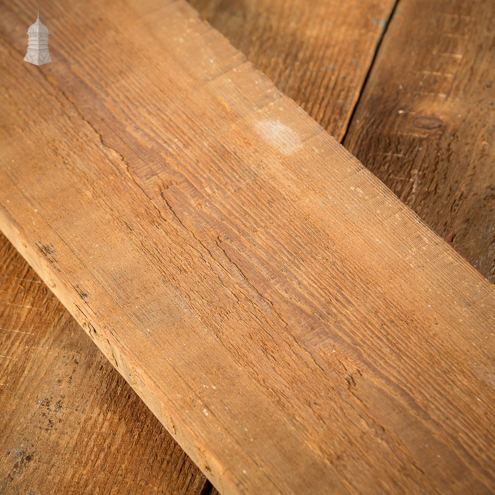 Batch of 29 Square Metres of Oxidised Face Pine Floorboards Cut from Floor Joists Salvaged from Norwich Castle