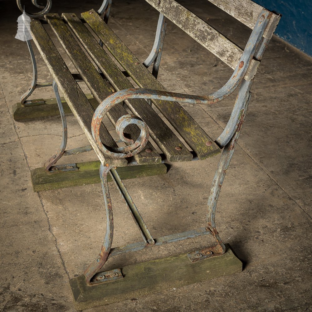 Wrought Iron Garden Bench with Hard Wood Slats