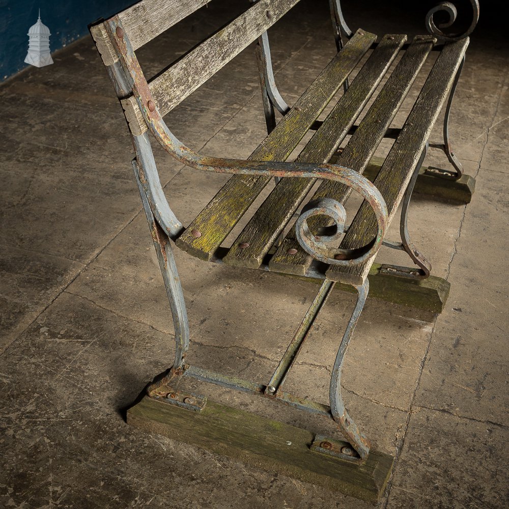 Wrought Iron Garden Bench with Hard Wood Slats