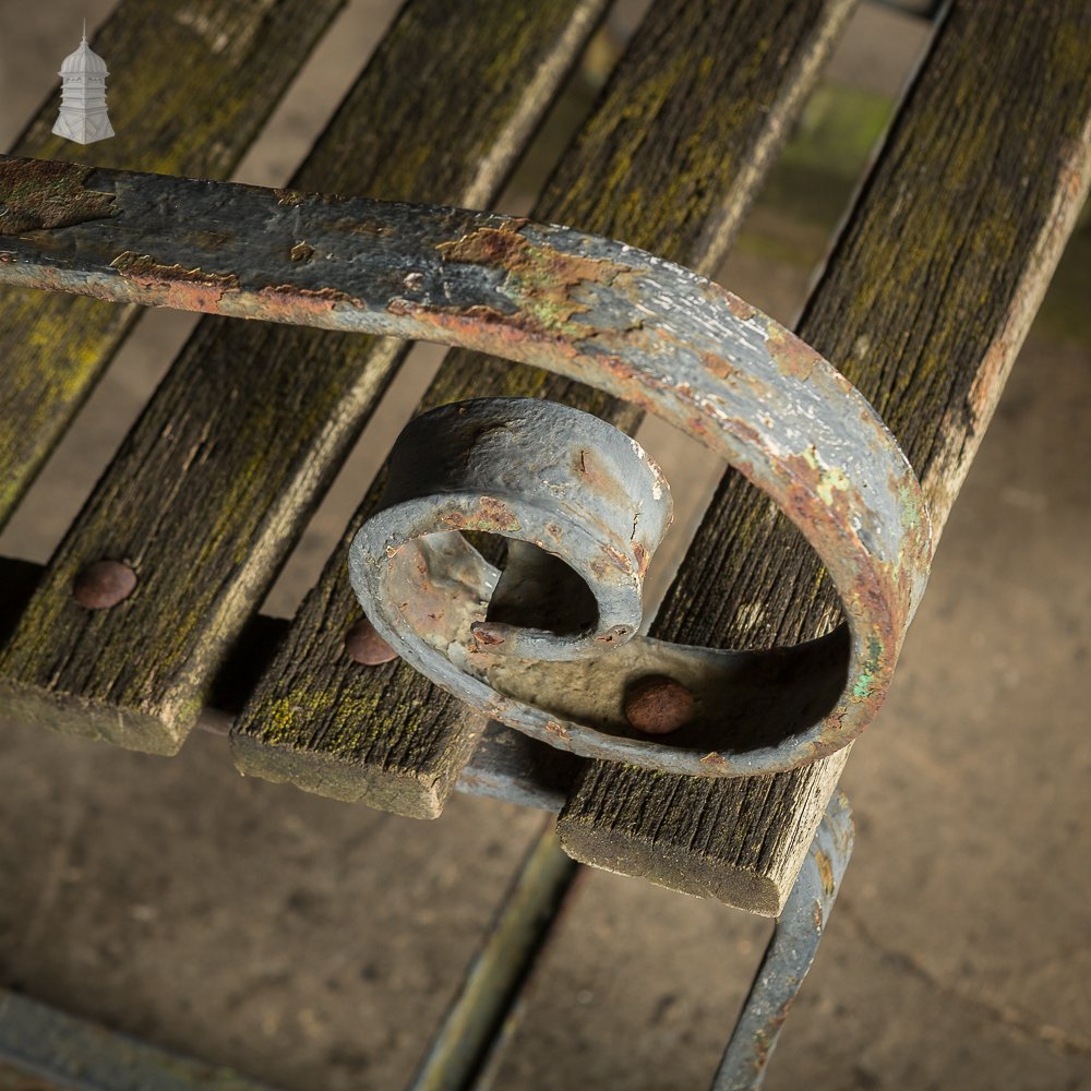 Wrought Iron Garden Bench with Hard Wood Slats