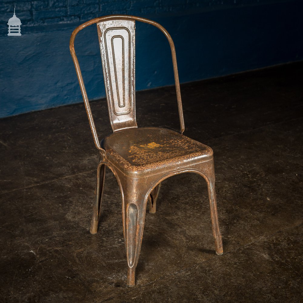 Pressed Metal Chair, Stackable Tolix Style with Distressed Finish