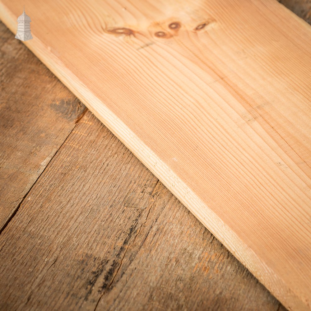 Batch of 74 Square Metres of Oxidised Face Pine Floorboards Cut from Floor Joists Salvaged from Norwich Castle