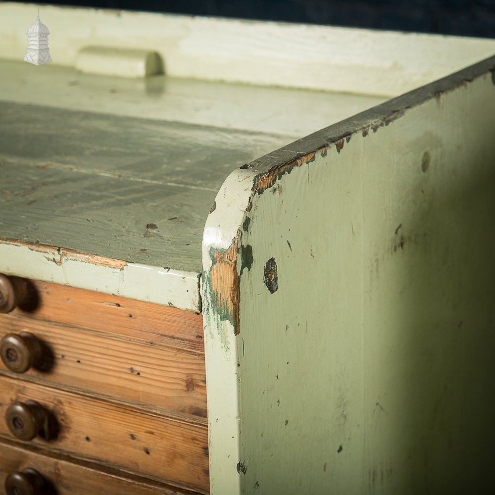 Pair of 19th C Pine Specimen Drawer Banks with Distressed Green Painted Finish