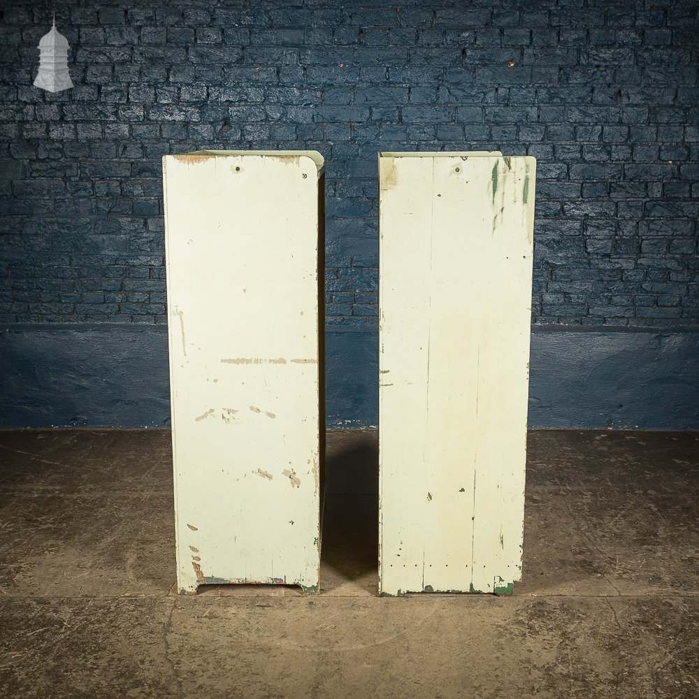 Pair of 19th C Pine Specimen Drawer Banks with Distressed Green Painted Finish