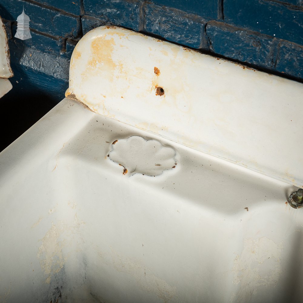 Pair of Large Cast Iron Sinks with Back Splash