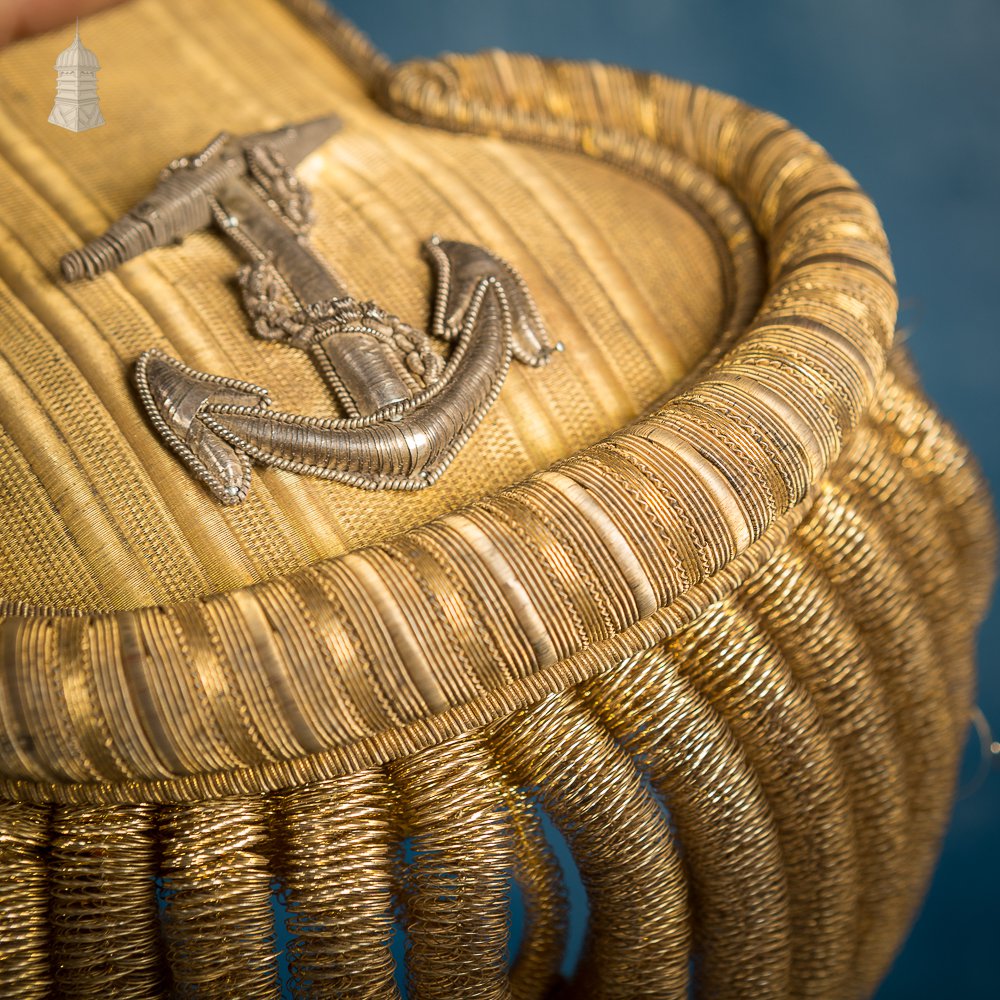 Royal Navy Bicorne Hat and Gold Fringed Epaulette’s In Metal Box - A.H Norman RN