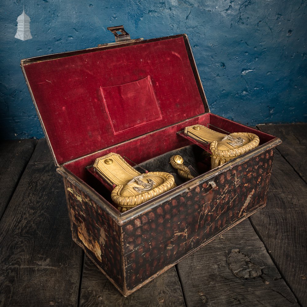 Royal Navy Bicorne Hat and Gold Fringed Epaulette’s In Metal Box - A.H Norman RN