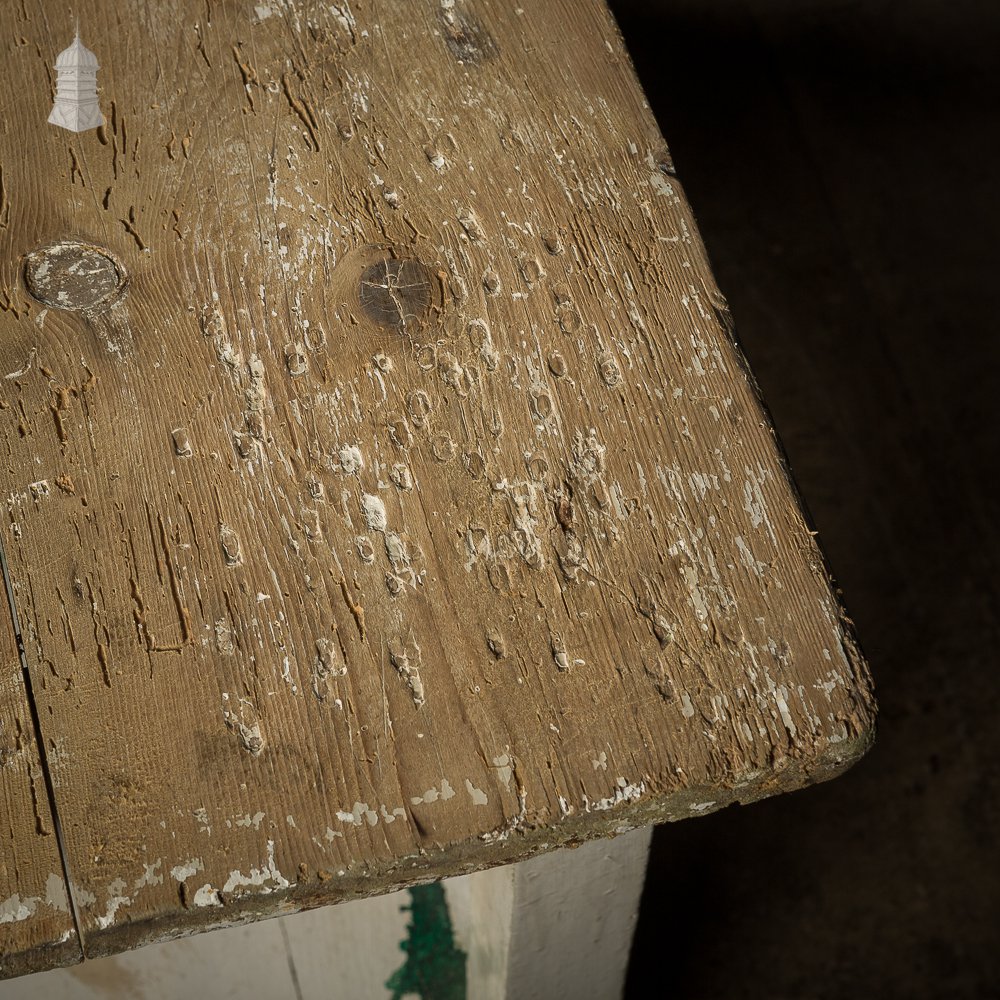 Small Rustic 18th C Pine Table with Distressed White Paint Finish