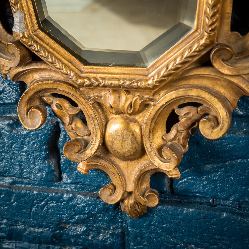 19th C Gilt Wood Cherub Wall Mirror