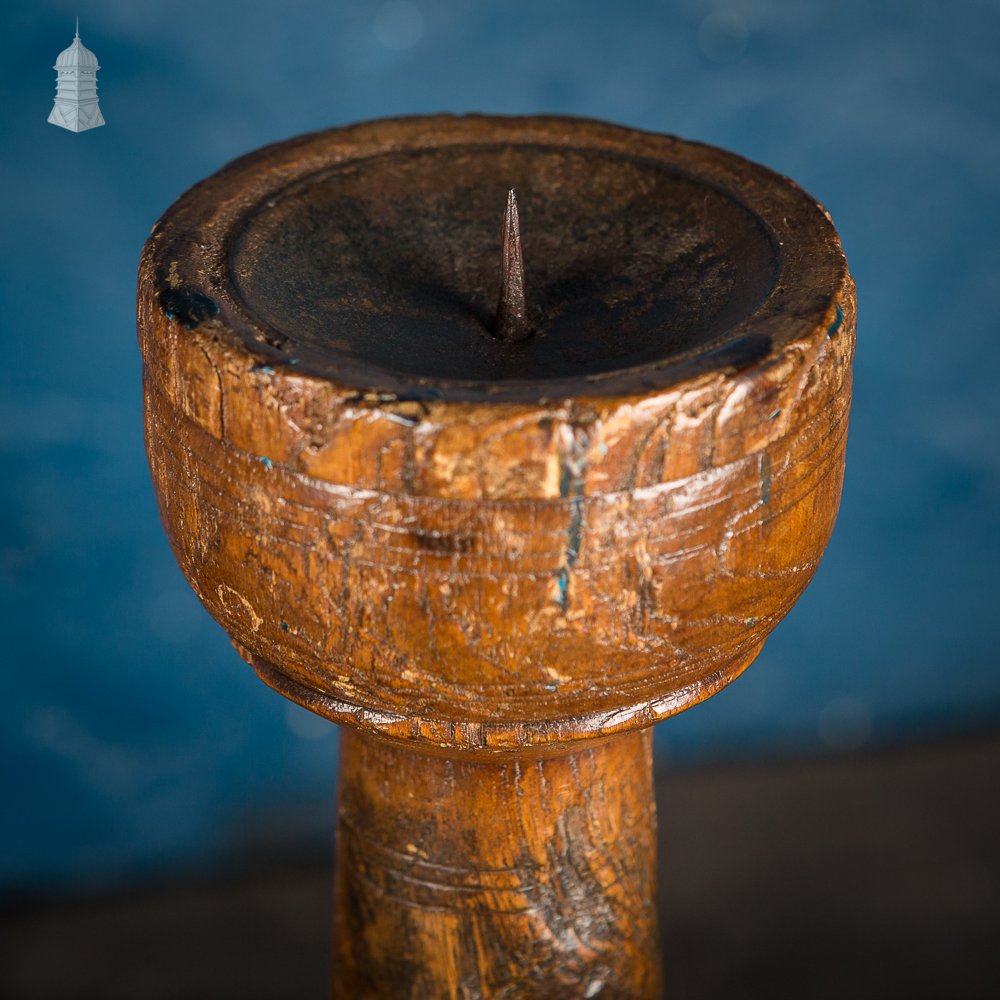 17th C Turned Wooden Candle Stick