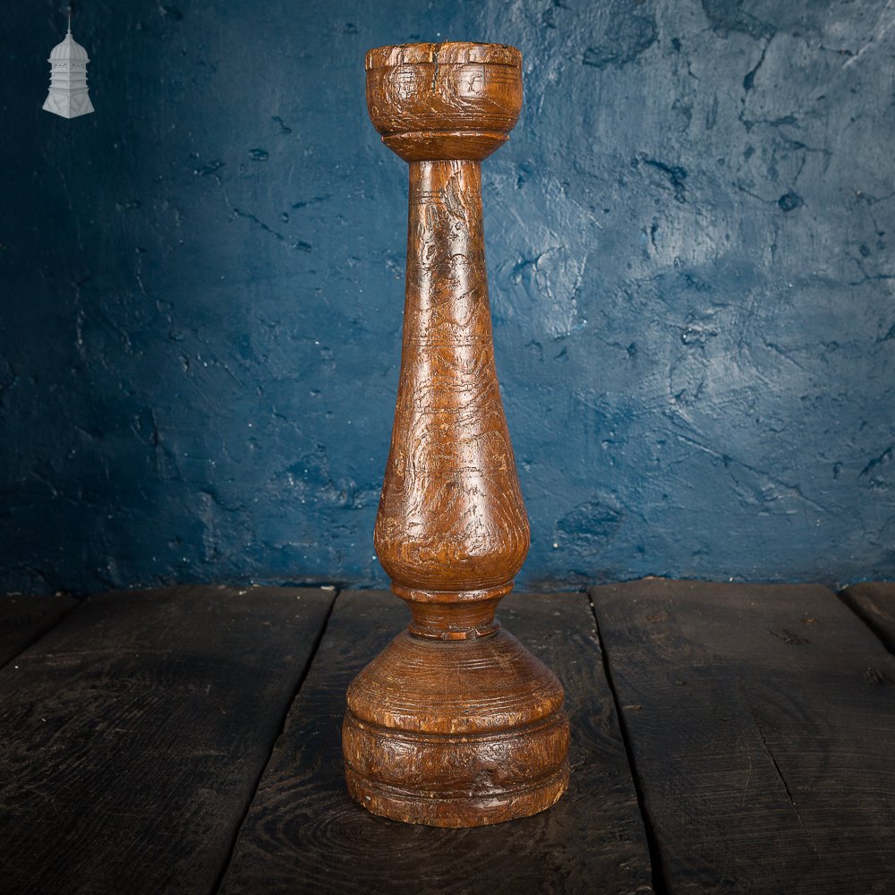 17th C Turned Wooden Candle Stick