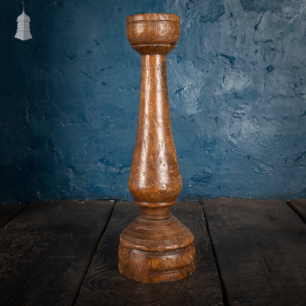 17th C Turned Wooden Candle Stick