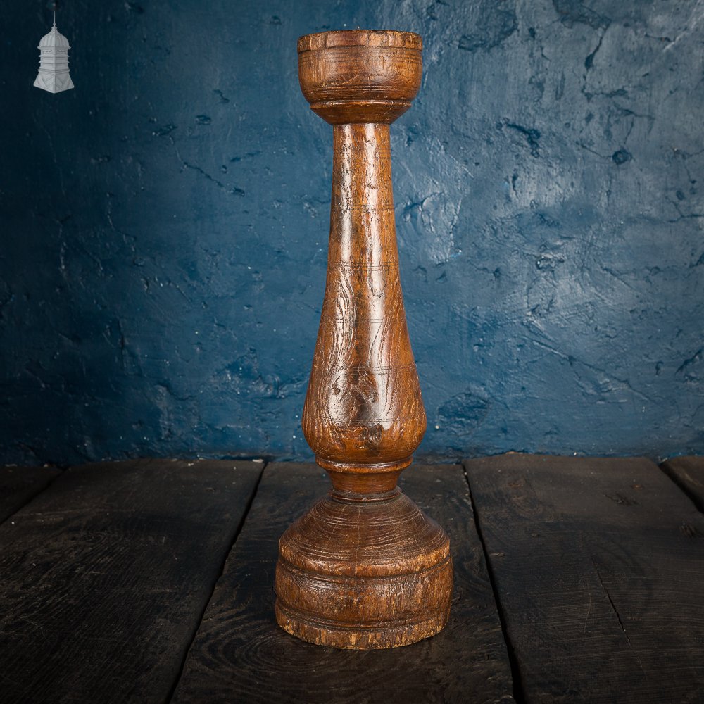 17th C Turned Wooden Candle Stick