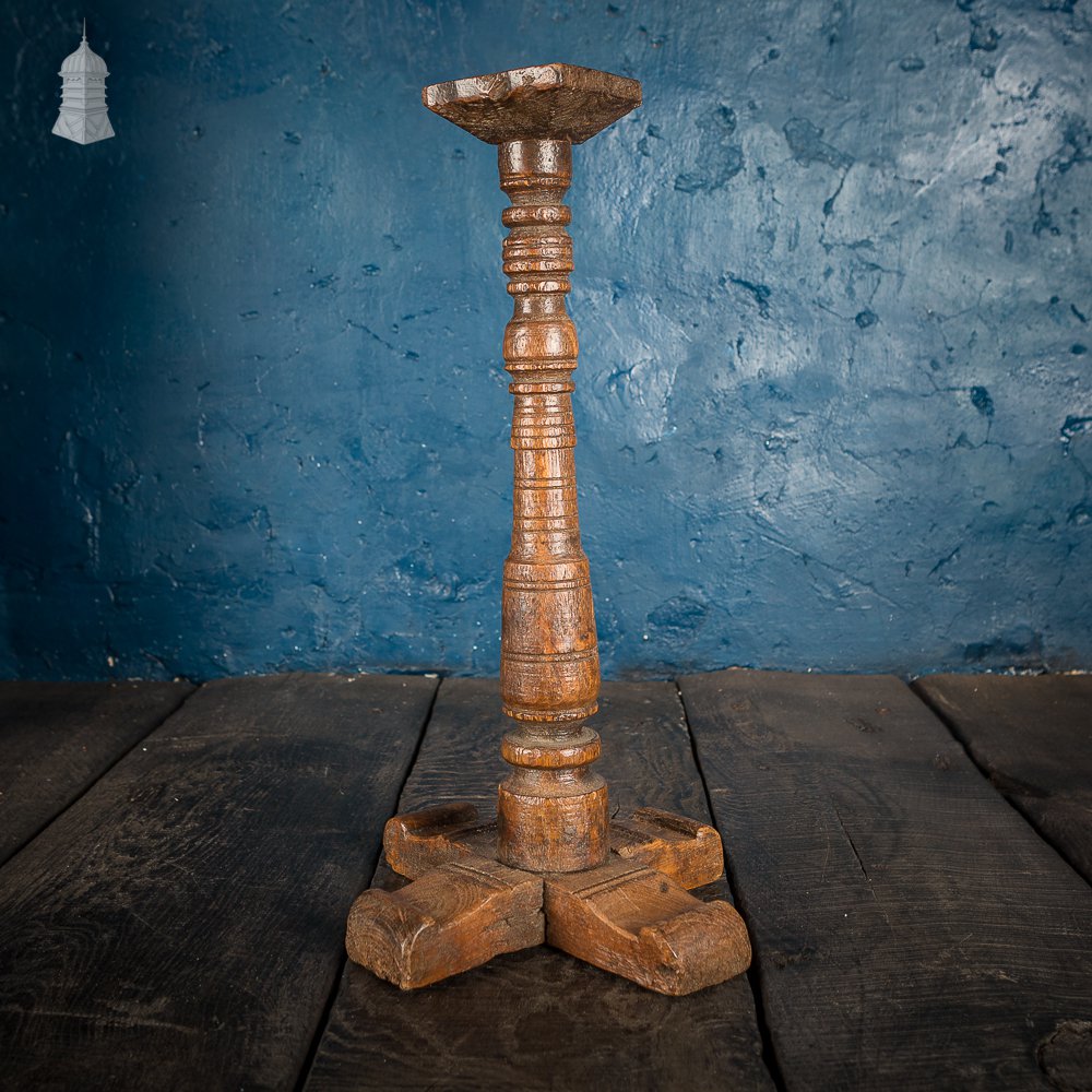 17th C Turned Wooden Candle Stick