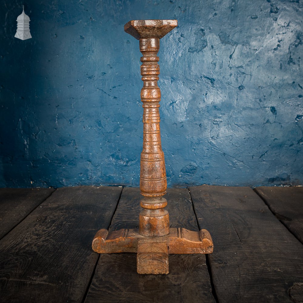 17th C Turned Wooden Candle Stick