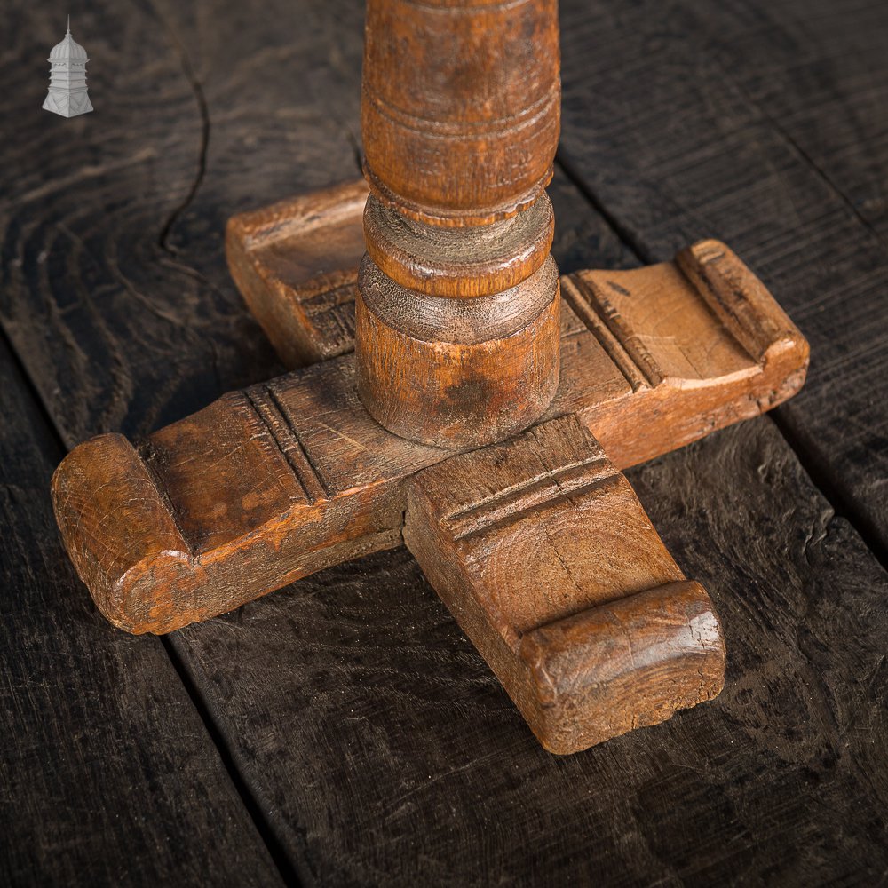 17th C Turned Wooden Candle Stick